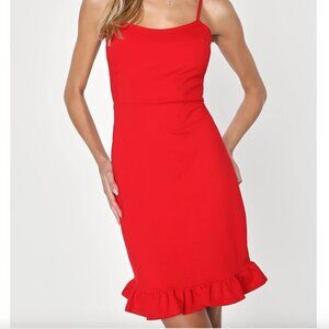 Lulus Red Ruffled Mini Dress  | Women's Size Small